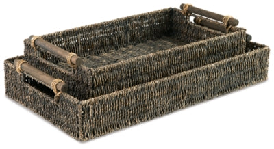 Halima Tray (Set of 2) | Antique Gray | Ancho: 61.0cm - Alto: 10.2cm - Prof: 35.6cm