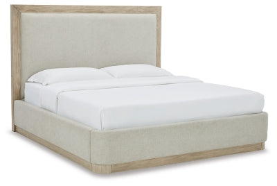 Hennington King Upholstered Bed | Bisque | Ancho: 212.4cm - Alto: 152.4cm - Prof: 228.0cm