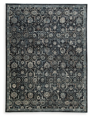 Hilcott 7'10" x 10'6" Rug | Blue/Cream/Brown | Ancho: 238.8cm - Alto: 1.3cm - Prof: 326.4cm