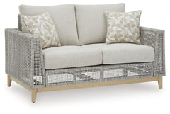 Seton Creek Outdoor Loveseat with Cushion | Gray | Ancho: 148.6cm - Alto: 91.1cm - Prof: 92.1cm