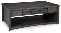 Montillan Lift-Top Coffee Table | Grayish Brown | Ancho: 116.8cm - Alto: 49.9cm - Prof: 76.2cm