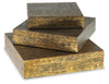 Keldy Box (Set of 3) | Antique Brass Finish | Ancho: 32.7cm - Alto: 8.6cm - Prof: 32.7cm