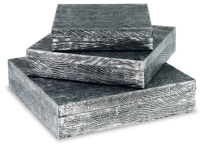 Keldy Box (Set of 3) | Antique Pewter Finish | Ancho: 32.7cm - Alto: 8.6cm - Prof: 32.7cm