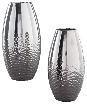 Dinesh Vase (Set of 2) | Silver Finish | Ancho: 20.3cm - Alto: 40.6cm - Prof: 20.3cm