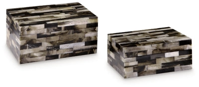 Ellford Box (Set of 2) | Black/Brown/Cream | Ancho: 23.2cm - Alto: 11.7cm - Prof: 18.1cm