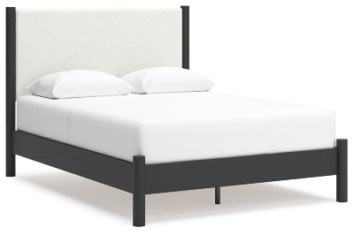 Cadmori Queen Upholstered Panel Bed | Black/White | Ancho: 163.2cm - Alto: 130.8cm - Prof: 217.2cm