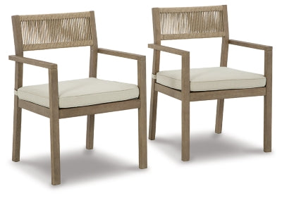 Aria Plains Arm Chair with Cushion (Set of 2) | Brown | Ancho: 651.0 - Alto: 835.15 - Prof : 596.9