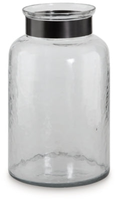 Lukasvale Vase | Clear/Pewter Finish | Ancho: 16.8cm - Alto: 28.6cm - Prof: 16.8cm