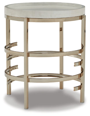 Montiflyn End Table | White/Gold Finish | Ancho: 596.9 - Alto: 628.65 - Prof : 596.9