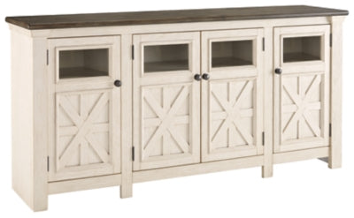 Bolanburg 74" TV Stand | White/Weathered Gray | Ancho: 188.3cm - Alto: 91.4cm - Prof: 45.7cm
