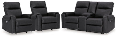 Axtellton Sofá de Dos Puestos Reclinable Eléctrico y 2 Reclinable Eléctricos