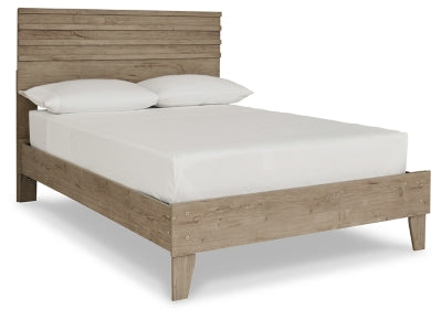 Oliah Full Panel Platform Bed | Natural | Ancho: 1422.4 - Alto: 1092.2 - Prof : 1981.2