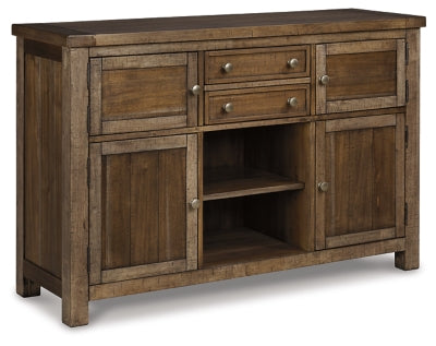Moriville Dining Server | Grayish Brown | Ancho: 142.2cm - Alto: 91.8cm - Prof: 45.7cm
