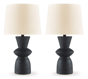 Scarbot Table Lamp (Set of 2) | Distressed Black | Ancho: 34.6cm - Alto: 62.2cm - Prof: 34.6cm