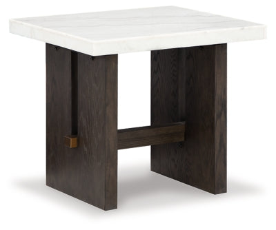 Burkhaus End Table | White/Dark Brown | Ancho: 66.0cm - Alto: 58.4cm - Prof: 61.0cm