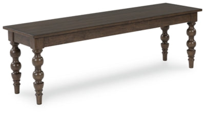 Veramond 58" Dining Bench | Dark Brown | Ancho: 147.6cm - Alto: 46.4cm - Prof: 40.6cm