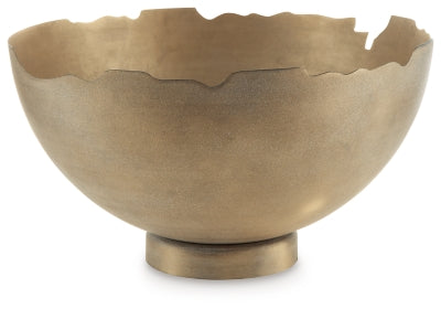 Maura Bowl | Antique Gold Finish | Ancho: 35.6cm - Alto: 19.0cm - Prof: 35.6cm
