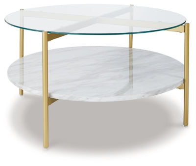 Wynora Coffee Table | White/Gold | Ancho: 806.45 - Alto: 406.4 - Prof : 806.45