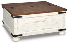 Wystfield Coffee Table | White/Brown | Ancho: 91.4cm - Alto: 45.7cm - Prof: 91.4cm