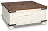 Wystfield Coffee Table | White/Brown | Ancho: 91.4cm - Alto: 45.7cm - Prof: 91.4cm