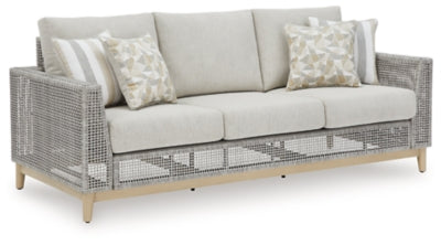 Seton Creek Outdoor Sofa with Cushion | Gray | Ancho: 209.9cm - Alto: 91.1cm - Prof: 92.1cm