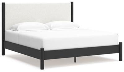 Cadmori King Upholstered Panel Bed | Black/White | Ancho: 205.1cm - Alto: 130.8cm - Prof: 217.2cm