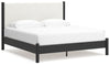 Cadmori King Upholstered Panel Bed | Black/White | Ancho: 205.1cm - Alto: 130.8cm - Prof: 217.2cm