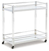 Chaseton Bar Cart | Clear/Silver Finish | Ancho: 82.9cm - Alto: 83.2cm - Prof: 40.6cm