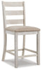 Skempton Counter Height Bar Stool | White/Light Brown | Ancho: 46.7cm - Alto: 104.1cm - Prof: 54.0cm