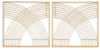 Dalkins Wall Decor (Set of 2) | Gold Finish | Ancho: 49.0cm - Alto: 49.0cm - Prof: 2.0cm