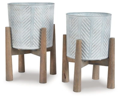 Domele Planter (Set of 2) | Antique Gray/Brown | Ancho: 336.55 - Alto: 295.28 - Prof : 336.55
