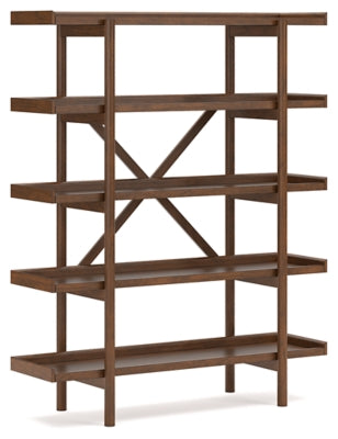 Lyncott 70" Bookcase | Brown | Ancho: 142.2cm - Alto: 176.5cm - Prof: 47.3cm