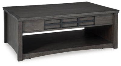 Montillan Lift-Top Coffee Table | Grayish Brown | Ancho: 116.8cm - Alto: 49.9cm - Prof: 76.2cm