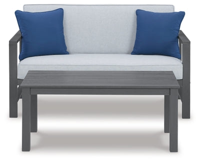 Fynnegan Outdoor Loveseat with Table (Set of 2) | Gray | Ancho: 1333.5 - Alto: 825.5 - Prof : 762.0