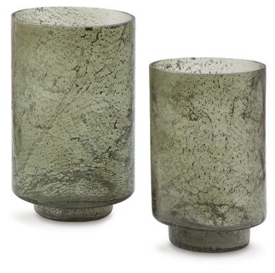 Clarkton Candle Holder Set (Set of 2) | Green | Ancho: 15.9cm - Alto: 25.7cm - Prof: 15.9cm