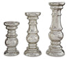 Rosario Candle Holder (Set of 3) | Silver Finish | Ancho: 14.6cm - Alto: 39.4cm - Prof: 14.6cm