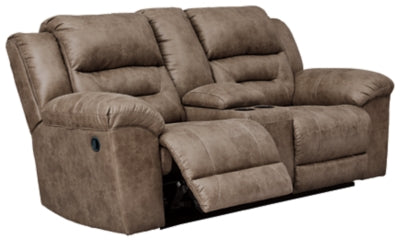 Stoneland Reclining Loveseat with Console | Fossil | Ancho: 208.3cm - Alto: 106.7cm - Prof: 104.1cm