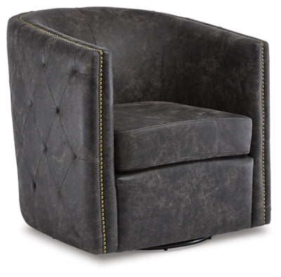 Brentlow Swivel Accent Chair | Distressed Black | Ancho: 73.0cm - Alto: 80.0cm - Prof: 78.7cm