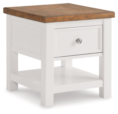 Westconi End Table | White/Brown | Ancho: 508.0 - Alto: 558.8 - Prof : 558.8
