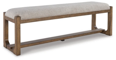 Cabalynn 63" Dining Bench | Oatmeal/Light Brown | Ancho: 161.3cm - Alto: 50.2cm - Prof: 41.9cm