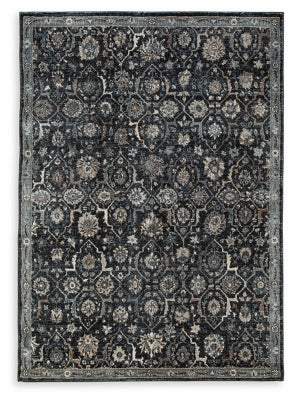 Hilcott 5'3" x 7'3" Rug | Blue/Cream/Brown | Ancho: 160.0cm - Alto: 1.3cm - Prof: 224.8cm