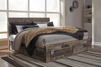 Cama con Paneles con 6 Cajones de Almacenamiento Derekson King Americana