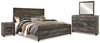Wynnlow King Americana Cama con Paneles con Mirrored Cómoda y Mesa de Noche