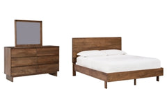 Isanti King Americana Cama con Paneles, Cómoda y Espejo