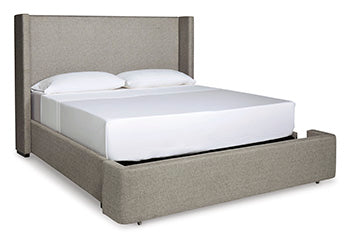 Fawnburg King Americana/California King Upholstered Piecero con Almacenamiento con Listones Enrollables