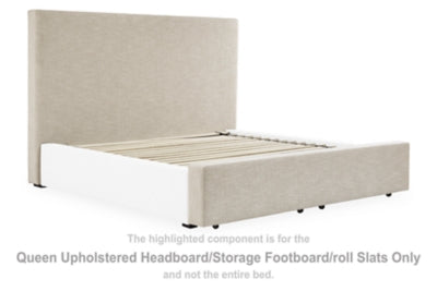 Kristiland Queen Americana Upholstered Cabecero/Piecero con Almacenamiento/Listones Enrollables