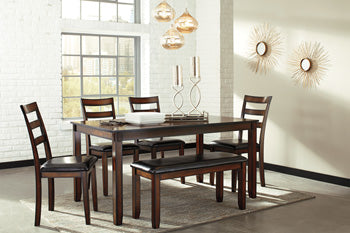 Coviar Dining Table y Chairs con Banca (Juego de 6)
