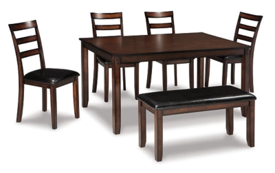 Coviar Dining Table y Chairs con Banca (Juego de 6)