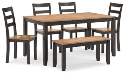 Gesthaven Dining Table con 4 Chairs y Banca (Juego de 6)