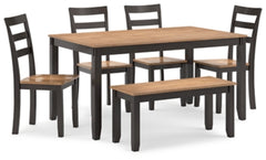 Gesthaven Dining Table con 4 Chairs y Banca (Juego de 6)